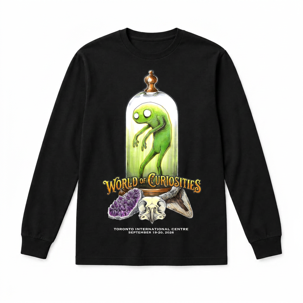 World of Curiosities Long-Sleeve T-Shirt — Black