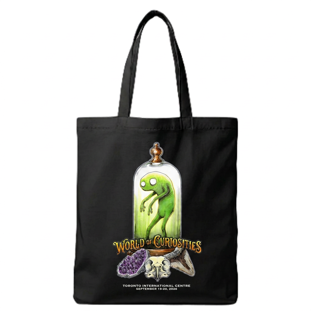 World of Curiosities Tote Bag — Black